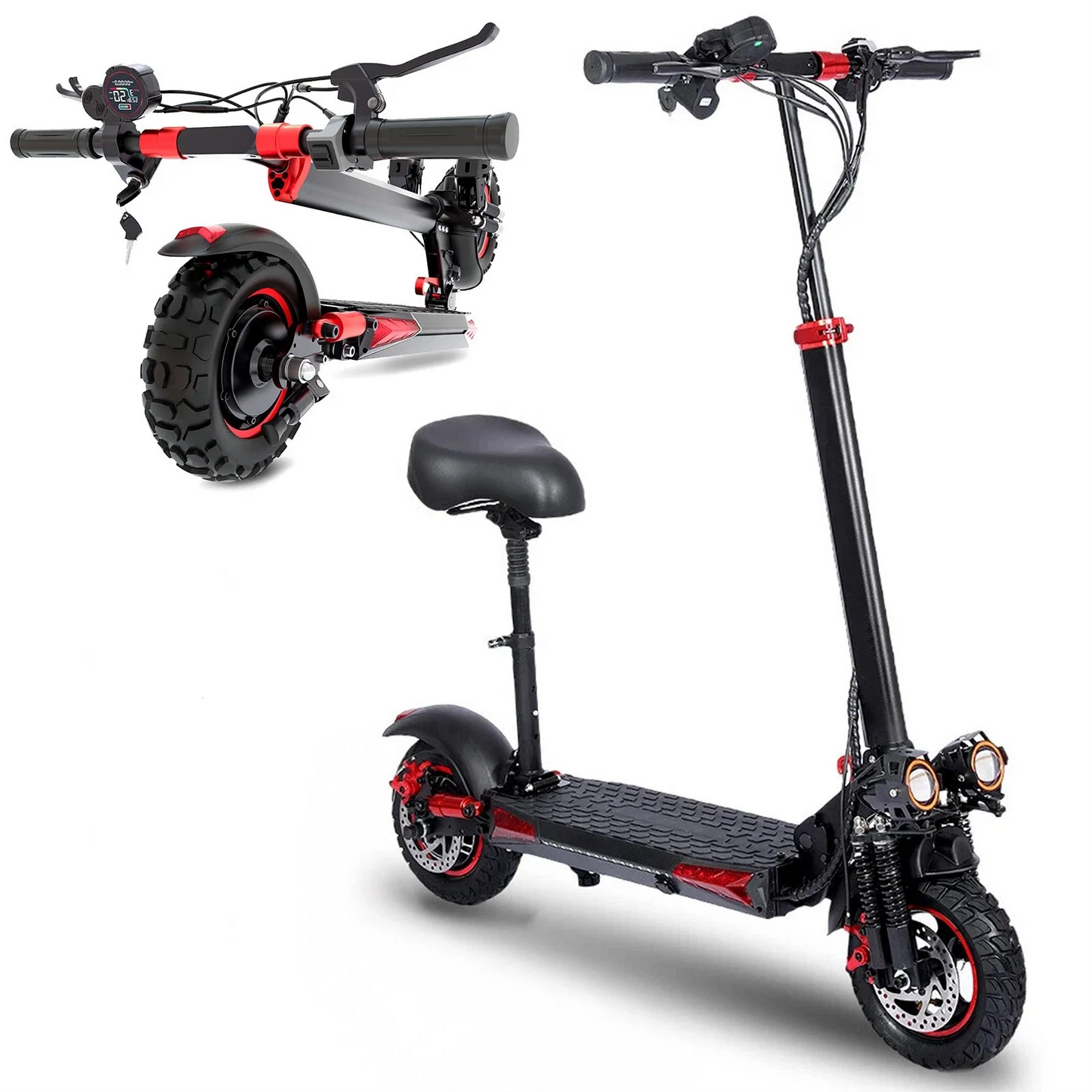 11 inch tires foiding electric scooter 1200w strong power 31 mph fast speed long range removable seat all terrain scooter