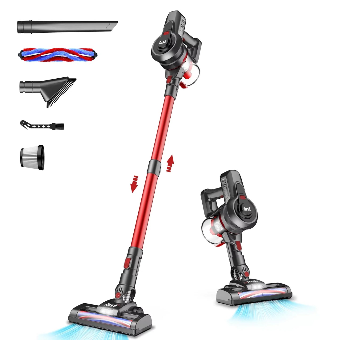 INSE Cordless Vacuum Cleaner 160W Powerful 6-in-1 Handheld Stick Vacuum Up to 45mins Runtime for Home Carpet Bed Clean N650/N660
