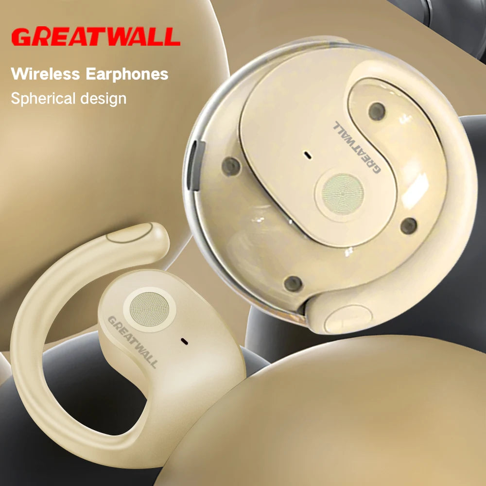 GREATWALL Wireless Bluetooth Earphones HIFI Headphones Stereo Sports Headset With Mic HD Call Earbuds Spherical Charging Case