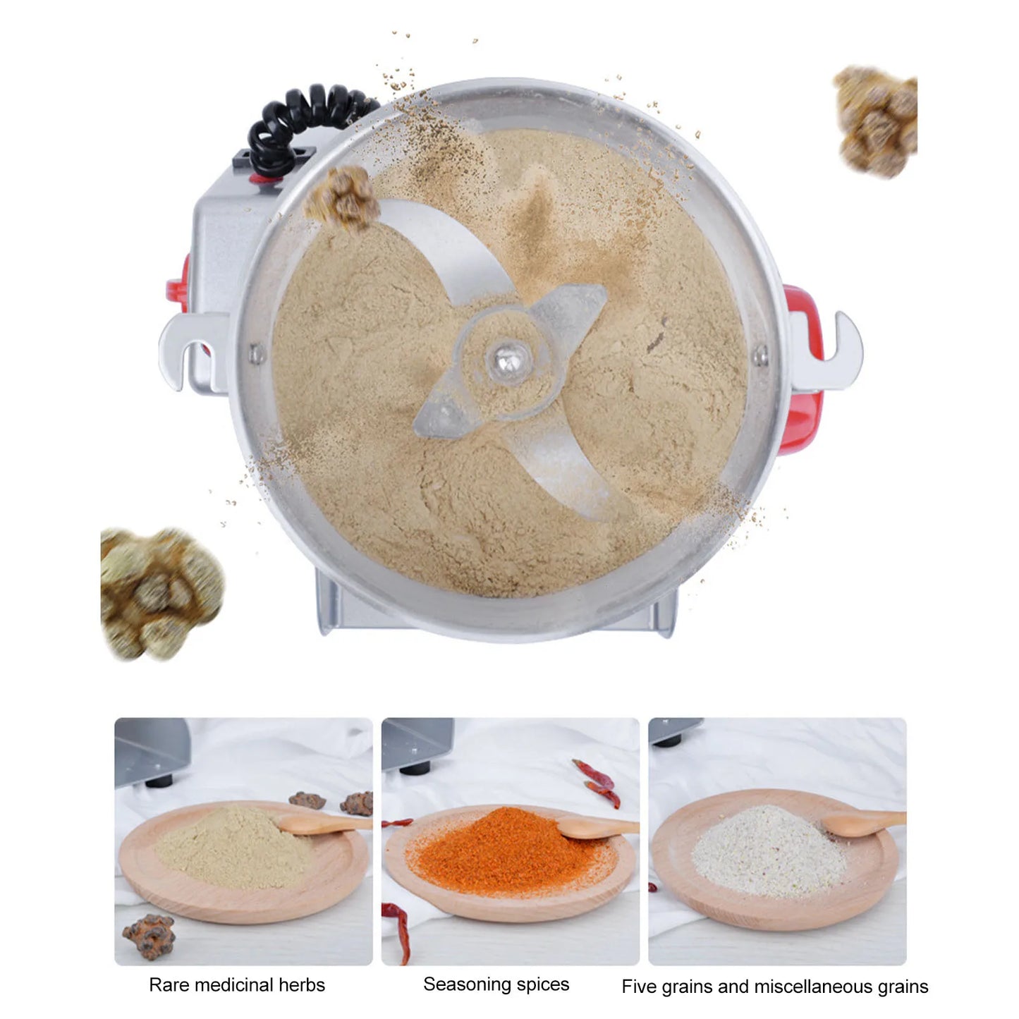 1000g Commercial Electric Grinding Machine – High-Speed Grinder for Spices/Coffee/Rice (110V US Plug)