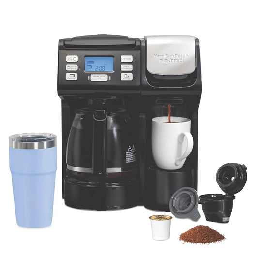 FlexBrew Trio 2-Way Coffee Maker, K-Cup & Grounds, Single Serve & 12-Cup, Black, Fast Brewing