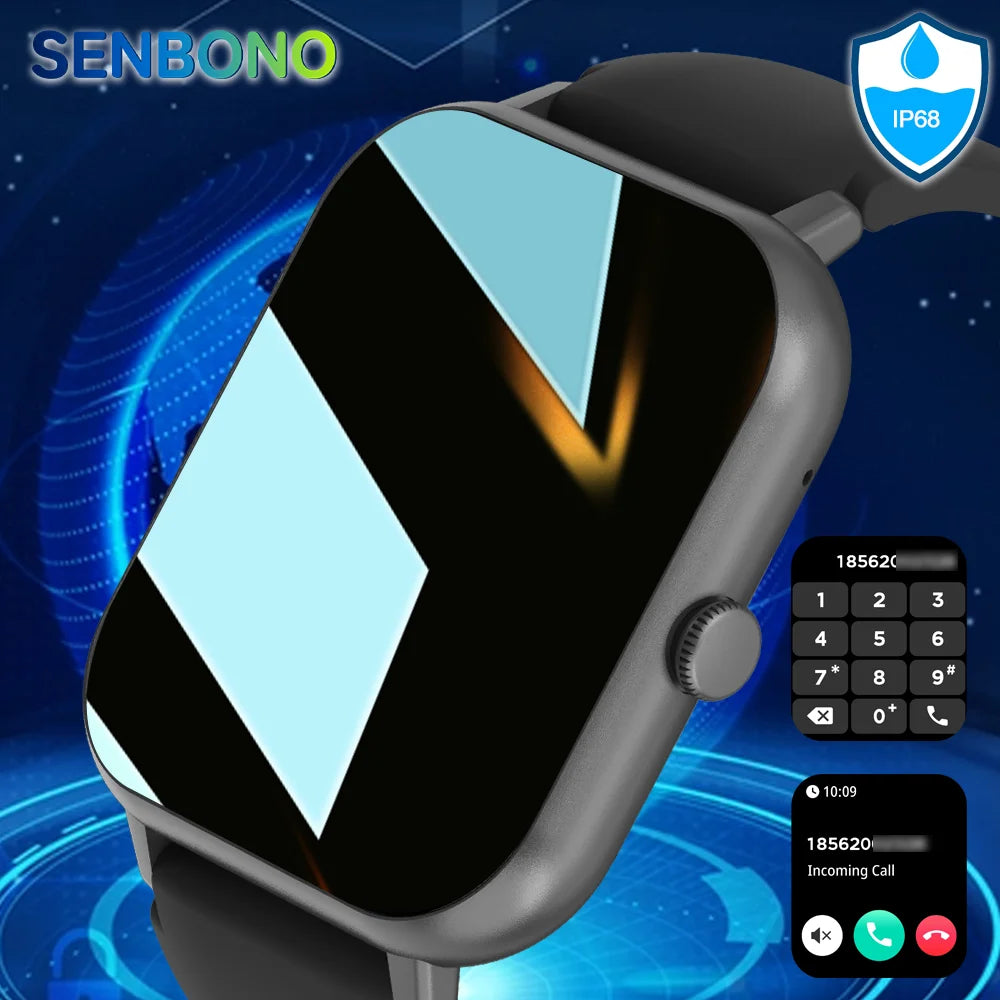 SENBONO Men‘s Smart Watch Bluetootn Call Heart Rate Monitor Sport IP68 Waterproof Smartwatch For Women  Men