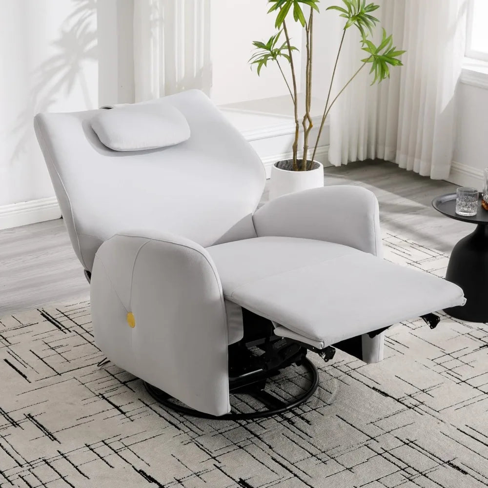 Nursery Swivel Glider Rocker Chair, Power Reclining with Adjustable Headrest and USB Ports