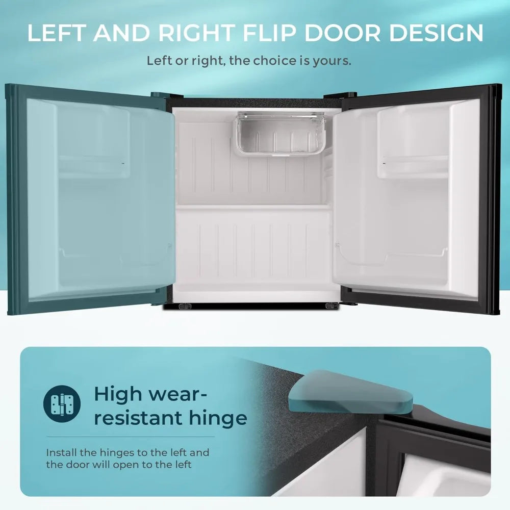 1.7 Cu.Ft Mini Fridge with Freezer, Reversible Single Door Compact Refrigerator, Adjustable Thermostat, Energy Saving, Mini Fri