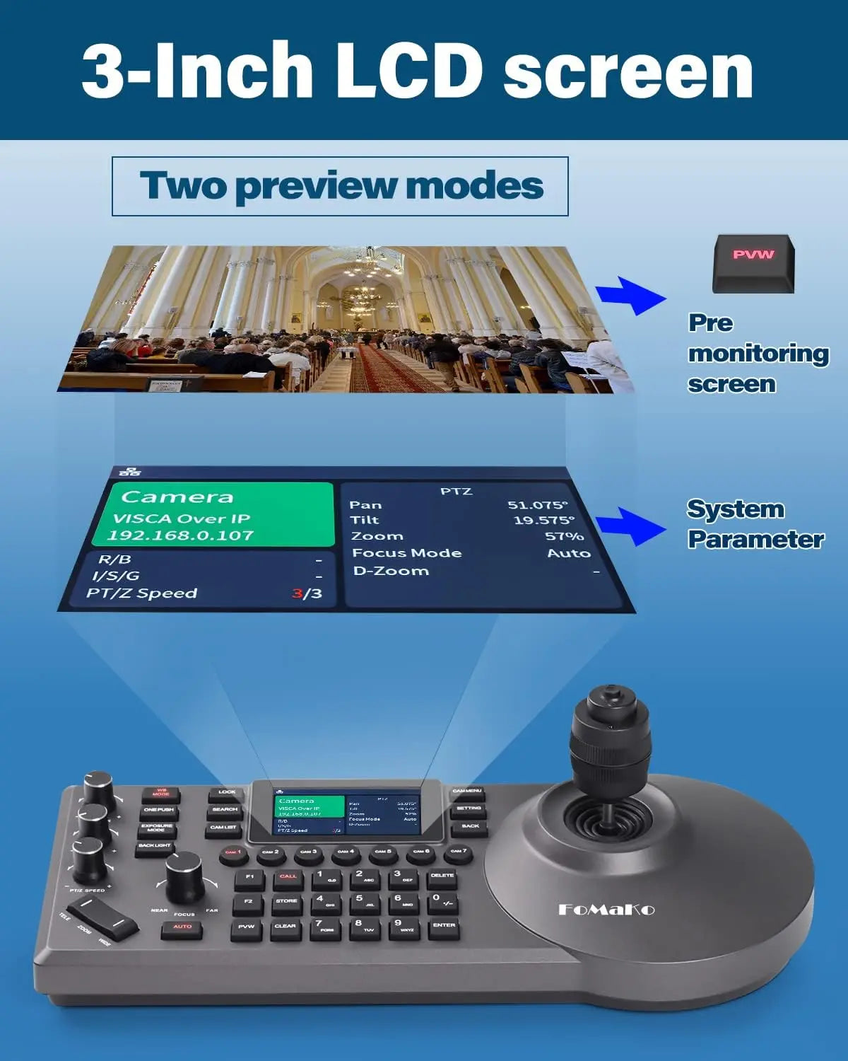 FoMaKo PTZ Camera 30X Optical Zoom HDMI PTZ Bundle with PTZ Controller PoE Keyboard,Contains 4 Items(KC608+3xFMK30SDI)