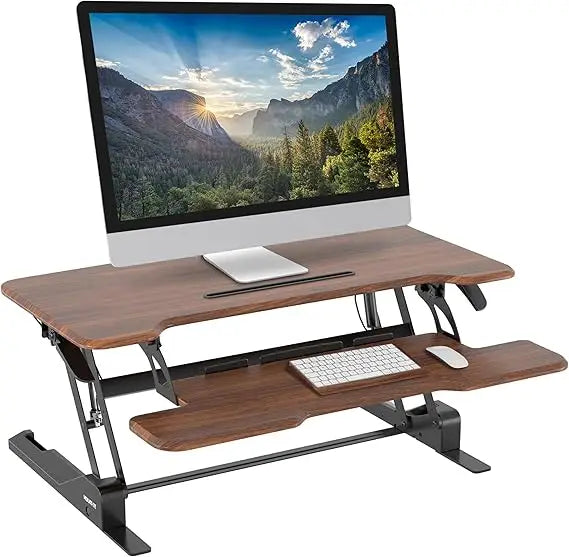Mount-It! 38 Inch Standing Desk Converter, Sit Stand Desk Riser for Dual Monitors with Keyboard Tray, Height Adjustable Desktop
