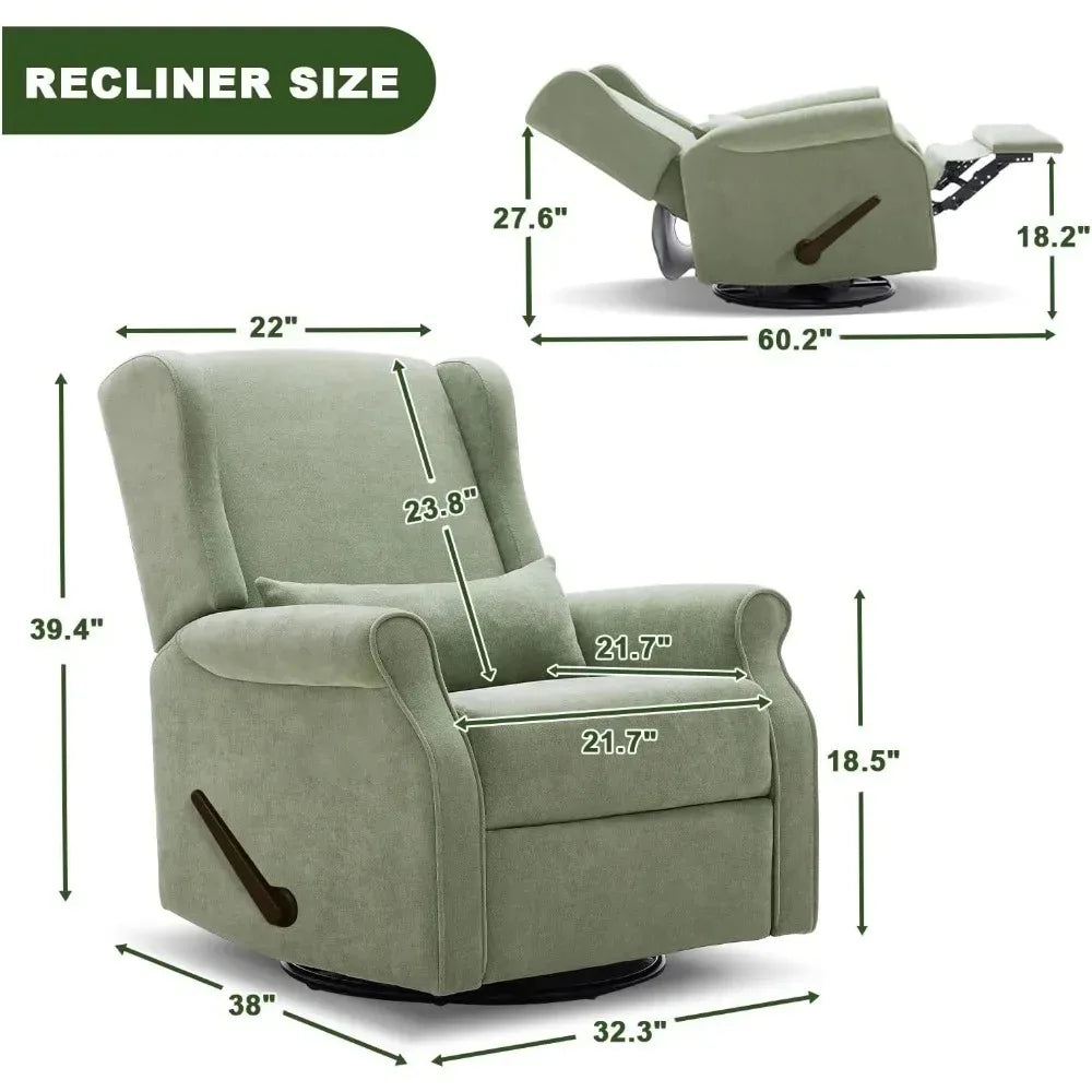 Nursery Swivel Glider Recliner Rocking Chair with Footrest Glider Rocker Recliner for Nursery Comfortable Breastfeedi，Customized