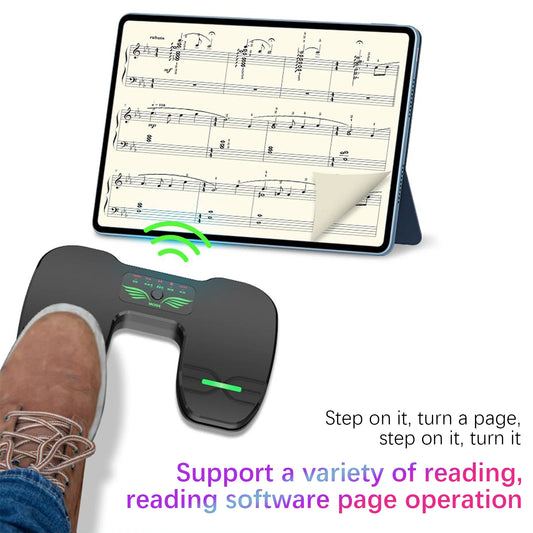 Wireless Page Turner Pedal Portable Music Page Turner for Tablets Smartphones BT Foot Page Turner Rechargeable with Anti-Skid Pa