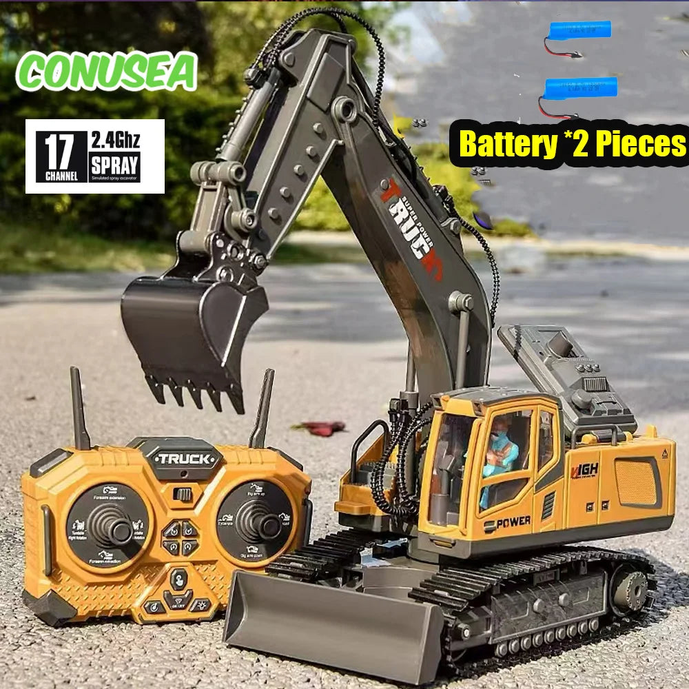Alloy Excavator Rc Cars Trucks 17CH Dumper Remote Control Car Tractor 1/18 Engineering Electric Vehicles for Kids Boys Children