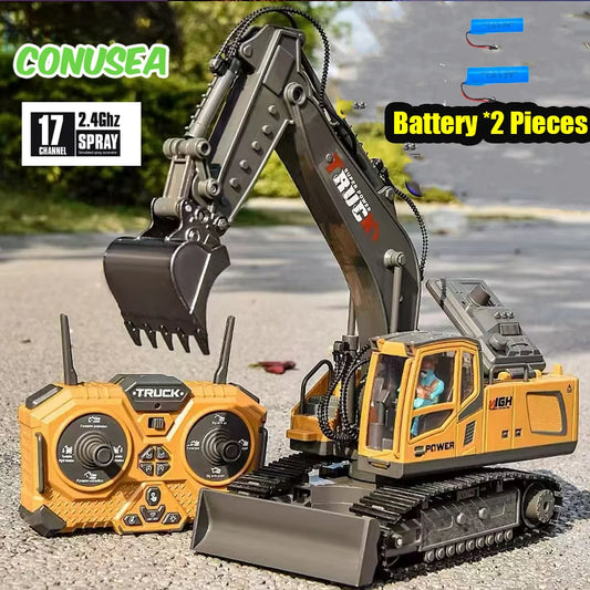 Alloy Excavator Rc Cars Trucks 17CH Dumper Remote Control Car Tractor 1/18 Engineering Electric Vehicles for Kids Boys Children