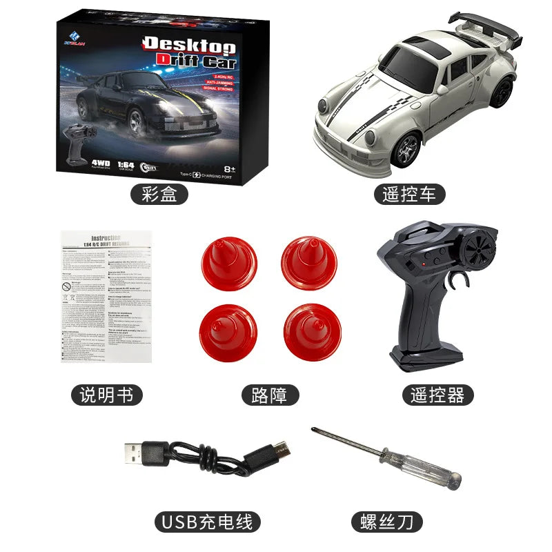 New 4WD 2.4GHZ RC Simulation Mini Drift Car Palm Racing Model Desktop Toys 1/64 Scale Remote Control Car Gift For Children Boys