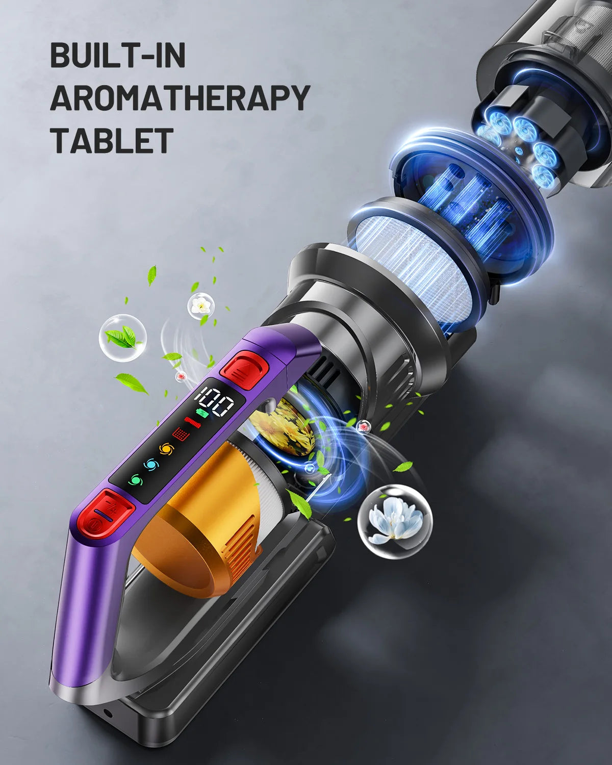 Kissof S17 Pro 550W/55KPA Cordless Vacuum Cleaner, 60Mins  Self-Standing Vacuum Cleaners for Home, Anti-Tangle Stick Vacuum