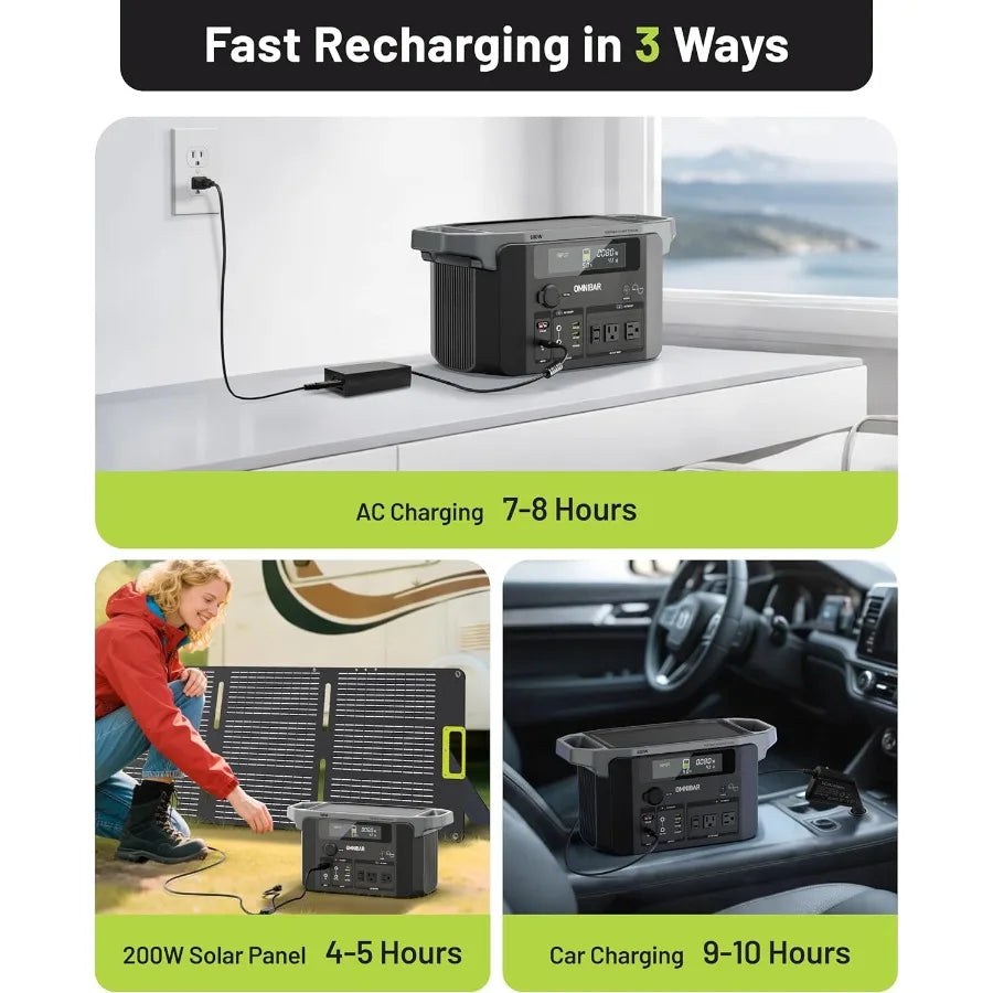 Portable Power Station 600W 655Wh 182 000mAh Solar Generator with 100W USBC Output 120V Pure Sine Wave AC Outlets for Outdoor C