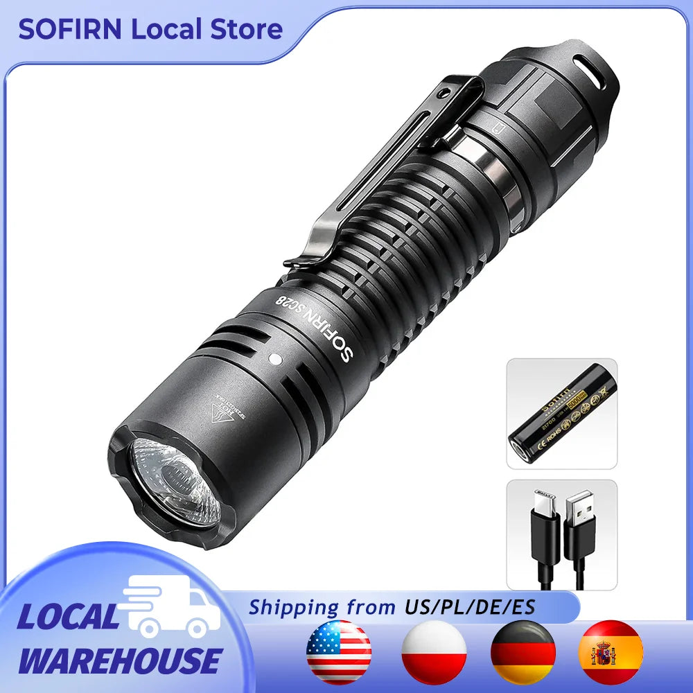Sofirn SC28 2800Lm Powerful 21700 Rechargeable XHP50B HD LED Type-C Flashlight Protable Torch EDC Flash Light IPX8 for Camping