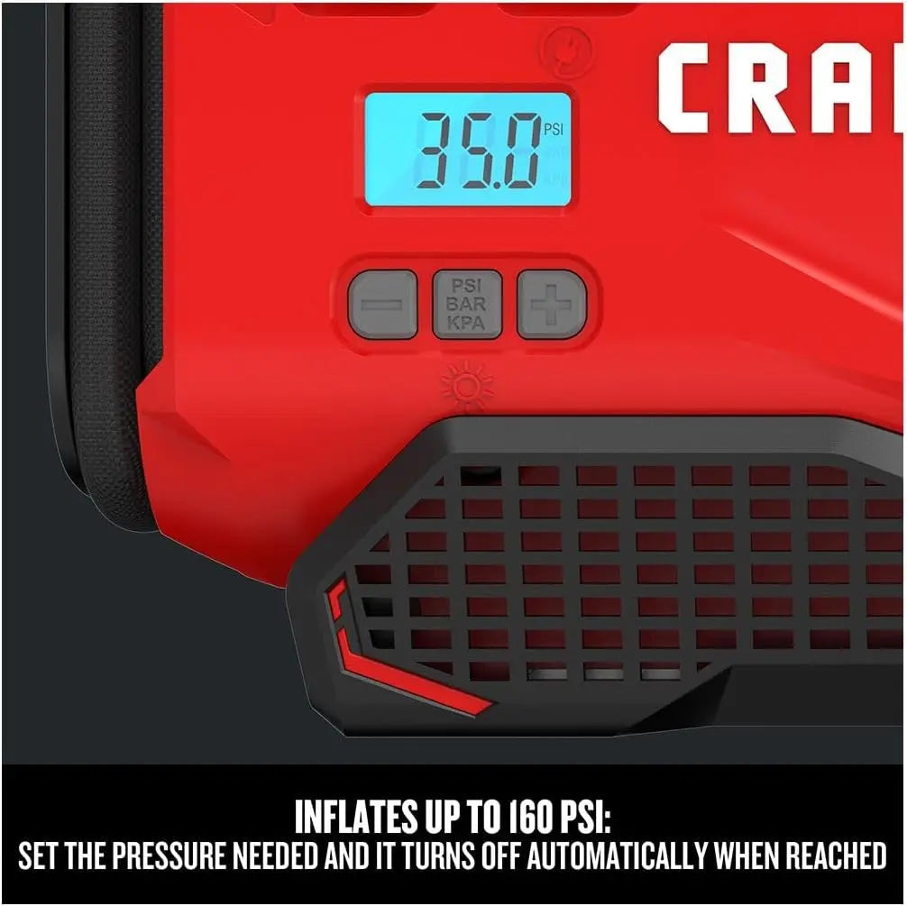 V20 Portable Tire Inflator, 3-Mode Air Compressor for Cars, Cordless/Corded/Car Adapter, Battery Sold Separately