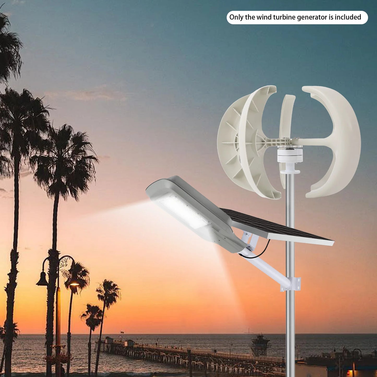 600W 12V/24V Wind Generator Solar Wind Turbine Wind Turbines Lantern 5 Blades Electromagnetic Control IP67