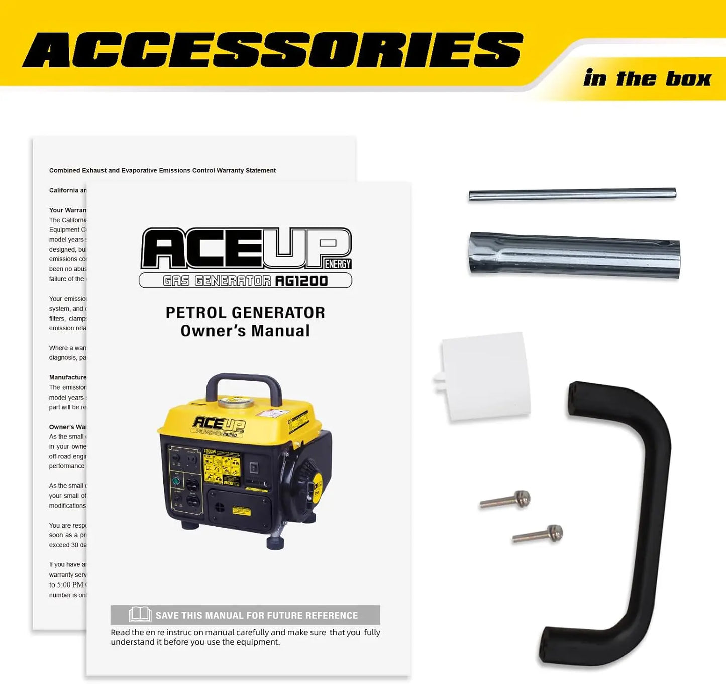 Aceup Energy 1,200W Gas Powered Generator, Small Portable Generator for Home Use Camping Ultralight, EPA & CARB Compliant