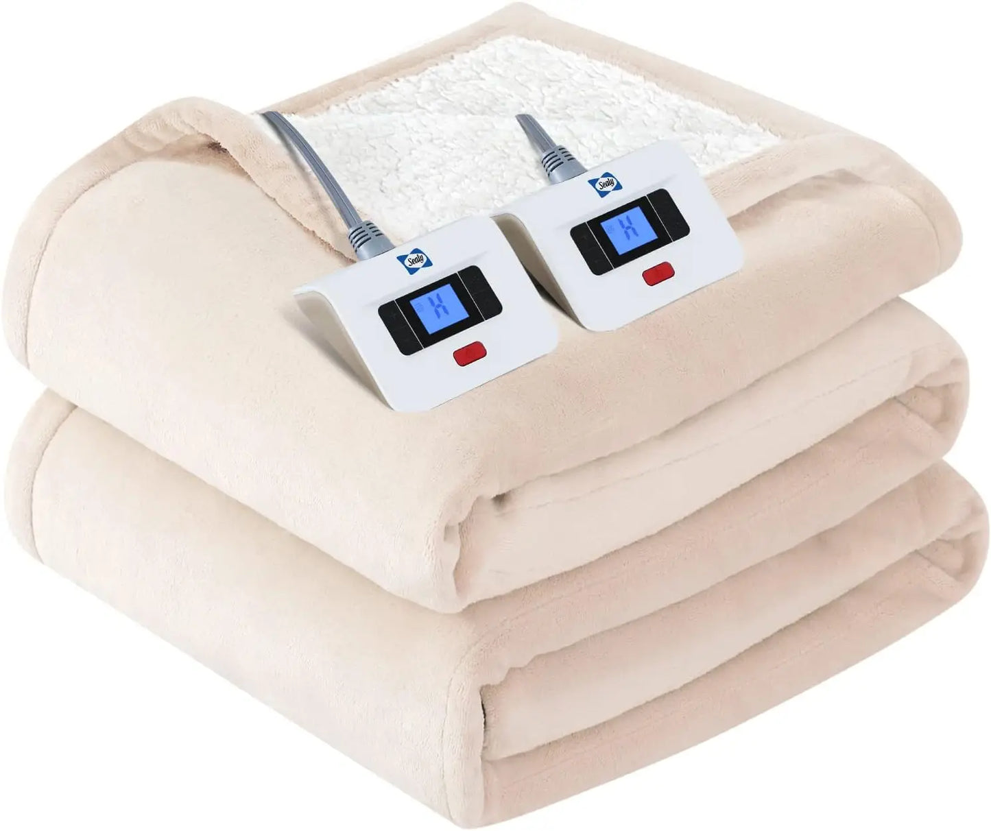 King Size Electric Blanket with 10 Heat Levels, Auto Shut Off, Machine Washable, Beige, 100x90 Inch