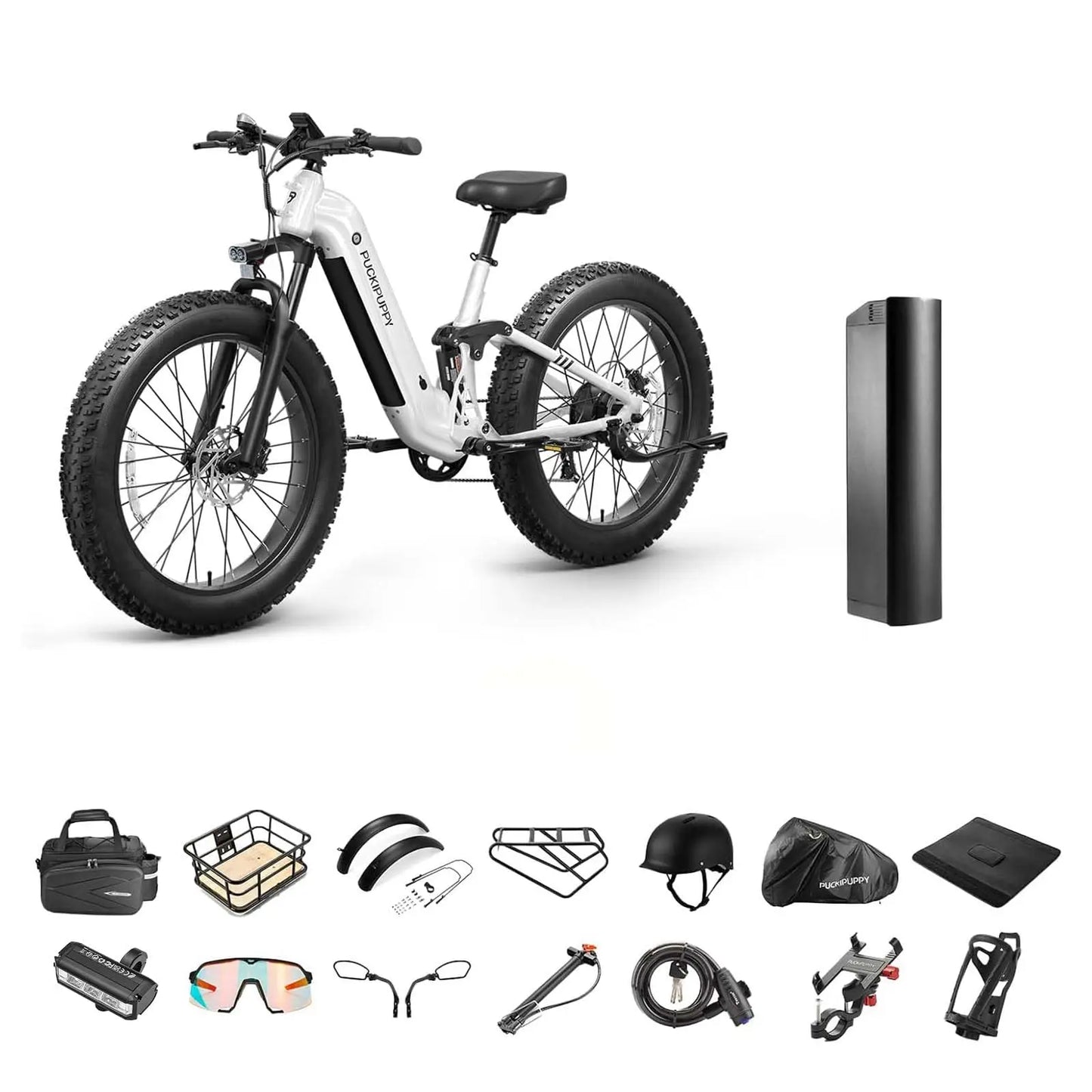 PUCKIPUPPY Boxer St Electric Bike for Adults 960W 48V 20AH Electric Bicycles with Luxury Accessory Pack and Extra 15Ah Battery