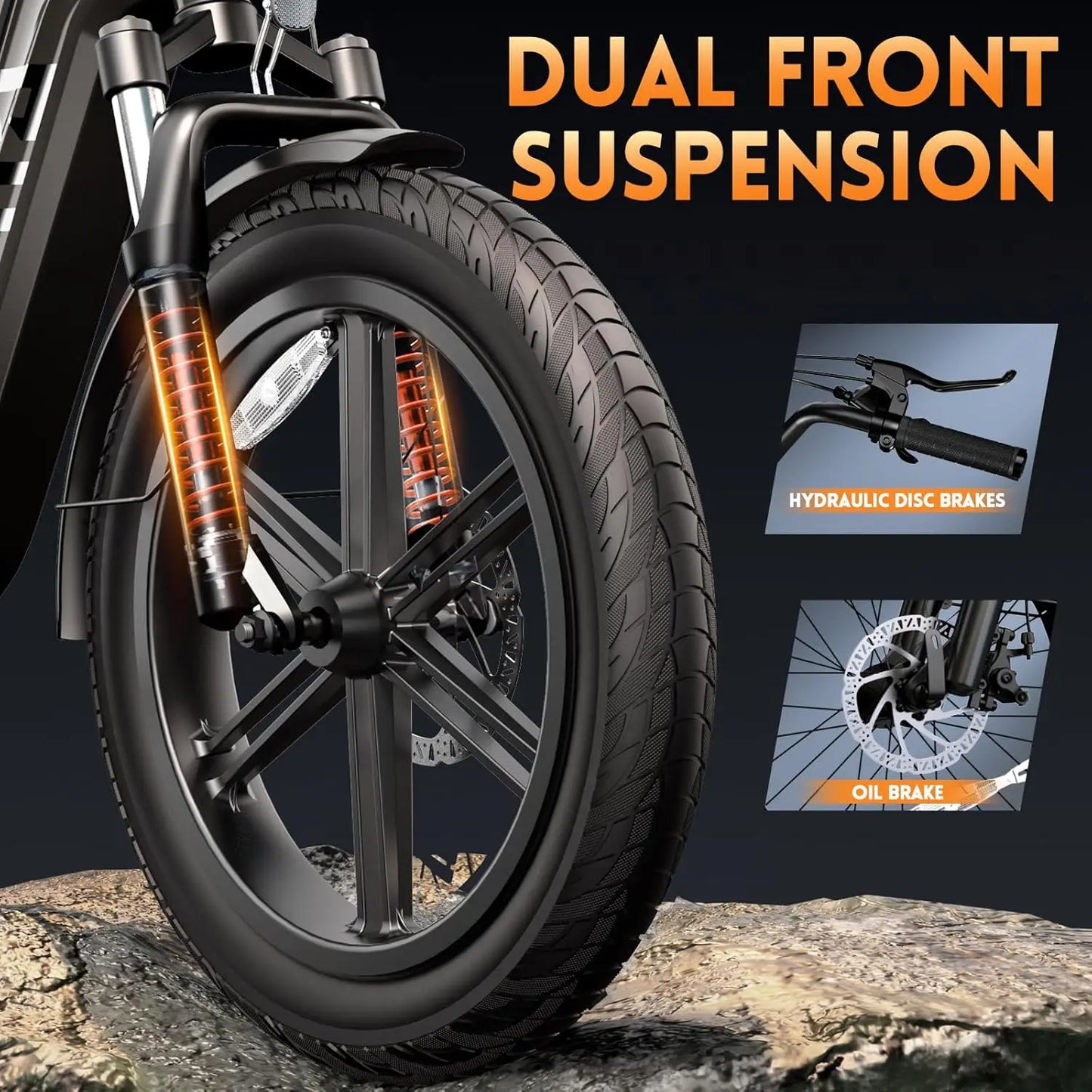 TST K004 1500W Cargo E-Bike, 20" fat tires, 60 miles range, 28MPH, 48V 15Ah removable battery, rear rack with basket.