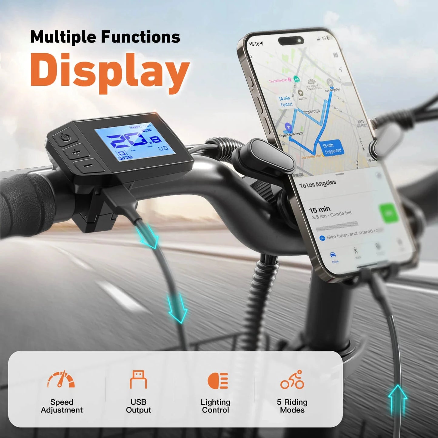 QRONGE Electric Bike 1000W Peak Folding Electric Bike 486Wh 70 Miles Range Ebike 20" Step-Thru Electric Bicycle with Bike Basket