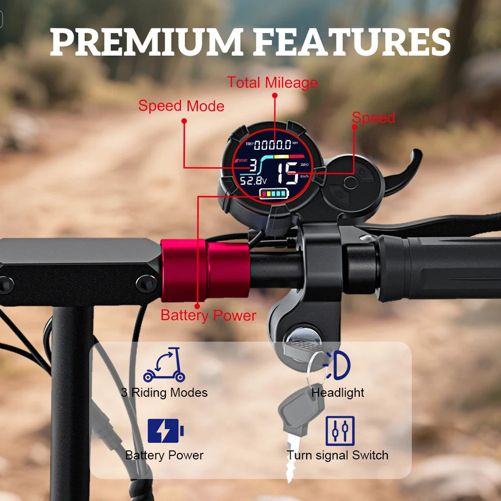 1200W Foldable Adult Electric Scooter with Seat, 11'' Off-road Tires, 48V 21Ah Battery, Dual Suspension Commuting E-scooter