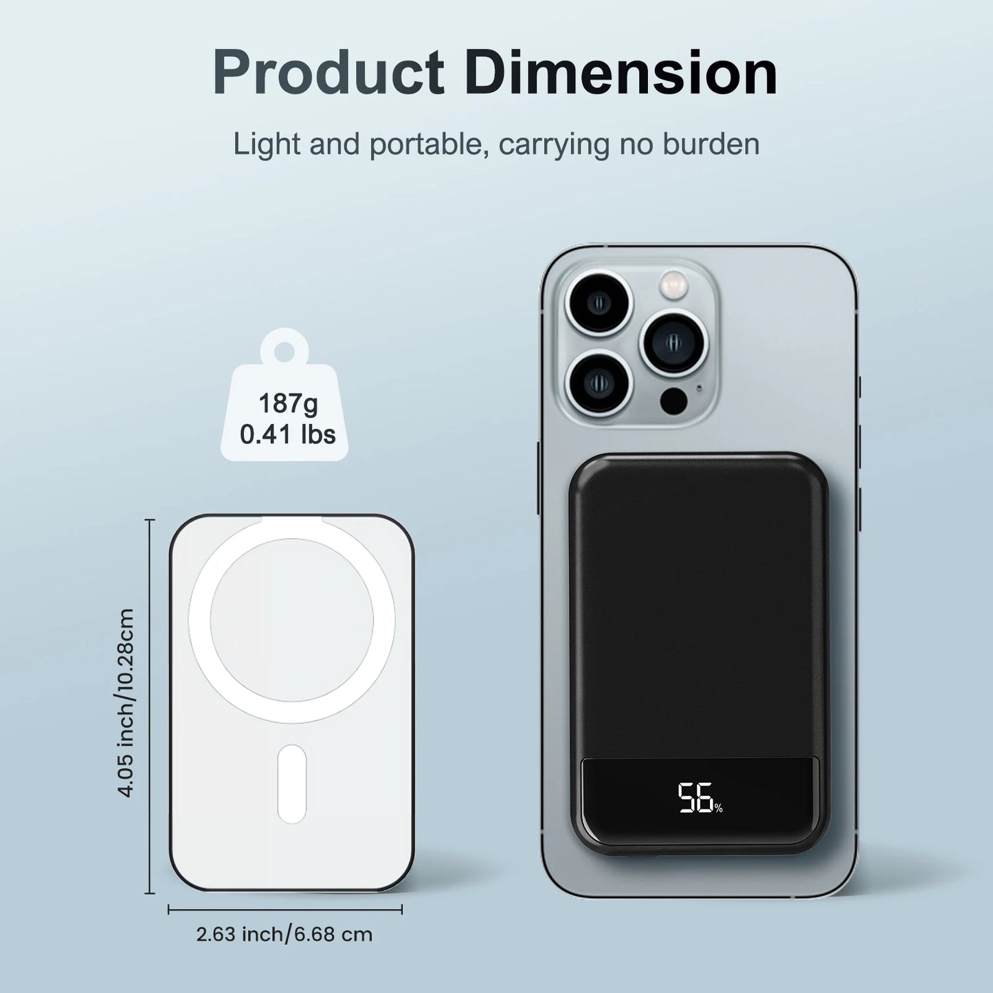 Magnetic Wireless Portable Charger Power Bank 10000mAh PD20W Built-In LED Display For iPhone 16/15/14/13/12/Pro/Mini/Pro Max