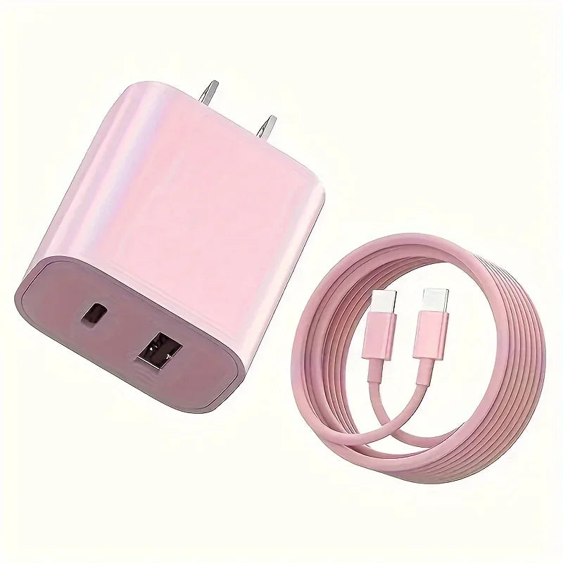 20W USB C fast Charger Block Dual Port Power Adapter with 6FT Cable Type C Fast Charging for iPhone 16 15 Series iPad Samsung
