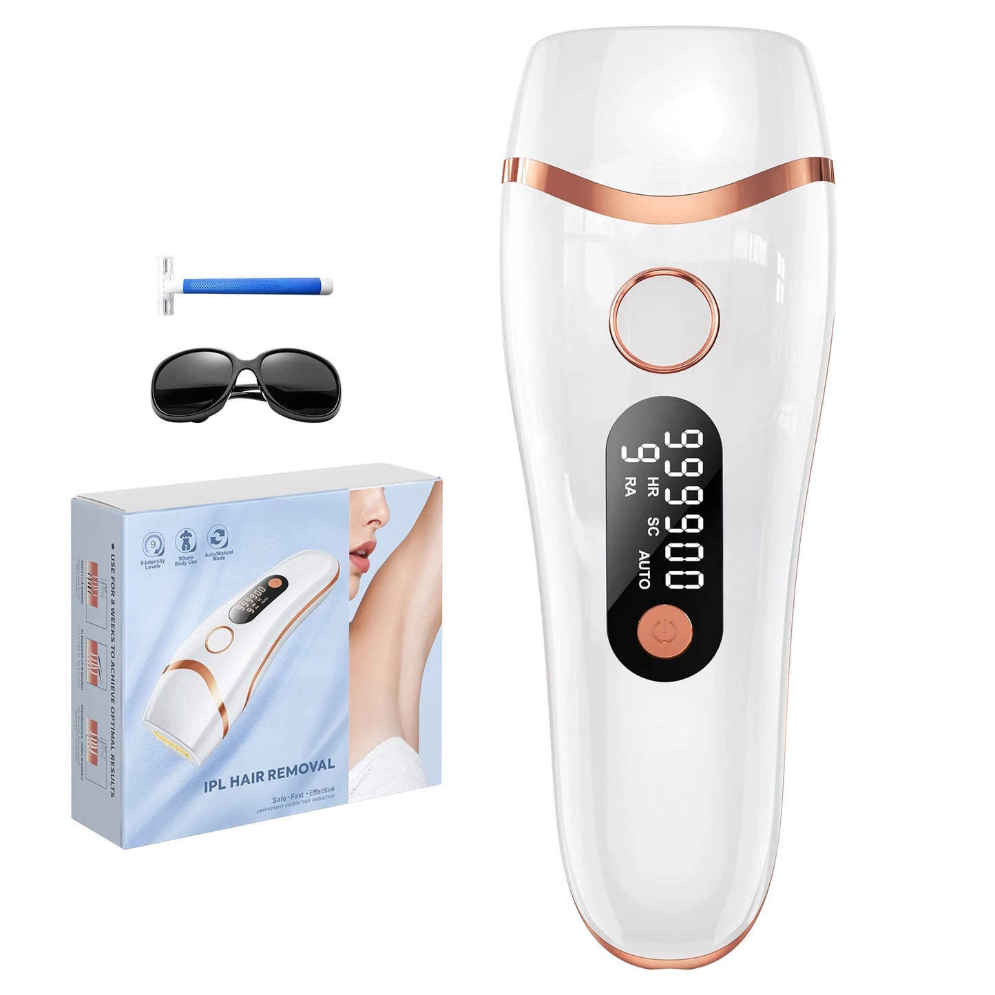 Laser Hair Removal with Ice Cooling Care Function for Women Men Permanent,Unlimited Flashes Painless Epilator IPL Hair Remover