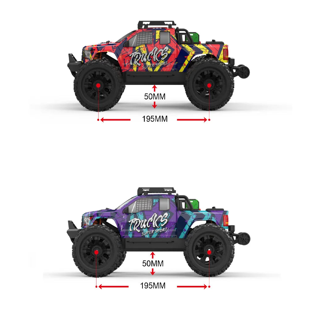 JIUSI PT14R 1/14 RC Racing Car 3S Battery 4WD 80km/h Brushless Motor 2.4G Remote Control 35C High Speed Off-road RC Truck