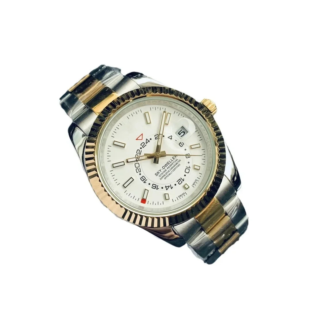 2025 New Fashion Automatic Men Watch Mechanical Self Wind Stainless Steel Strap Rose Gold Silver Blue Date Luxury Sky 40mm