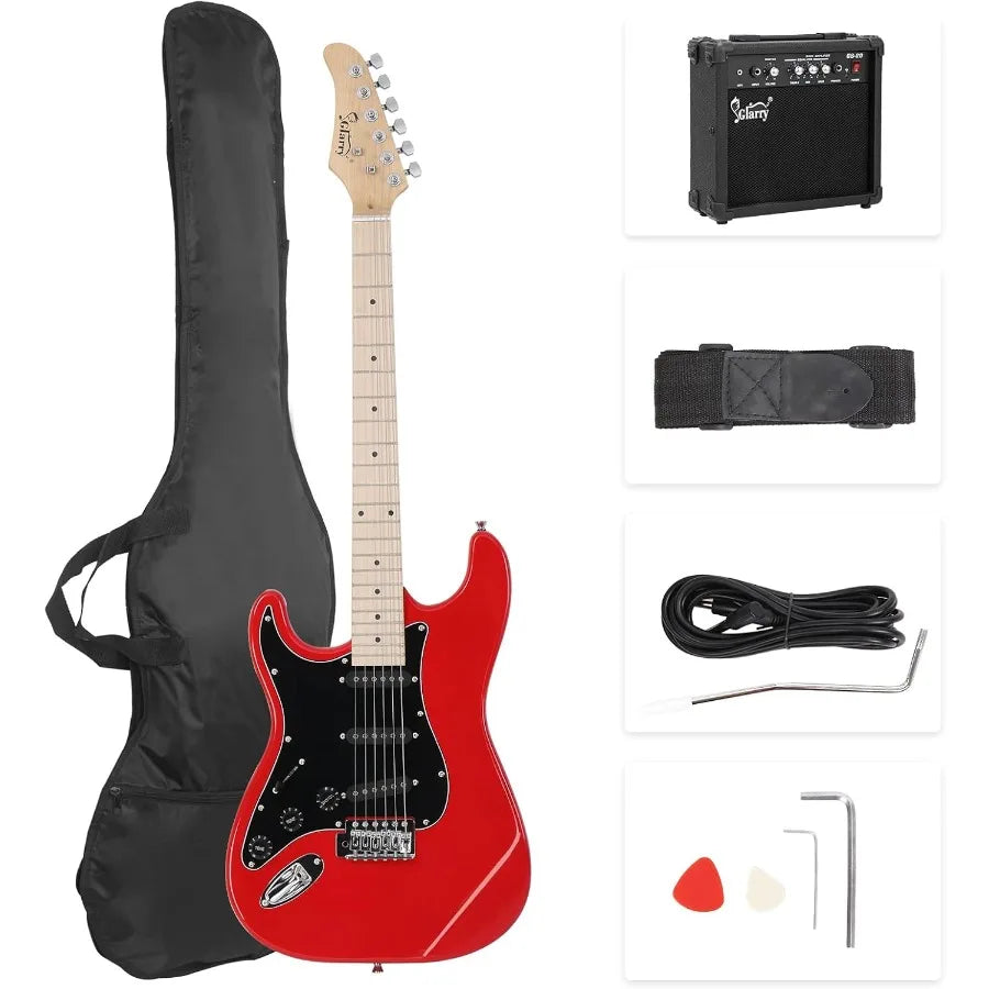39 Left Handed Full Size Electric Guitar for Music Lovers and Beginners with Built-in 20W Amplifier and Complete Accessories Pa
