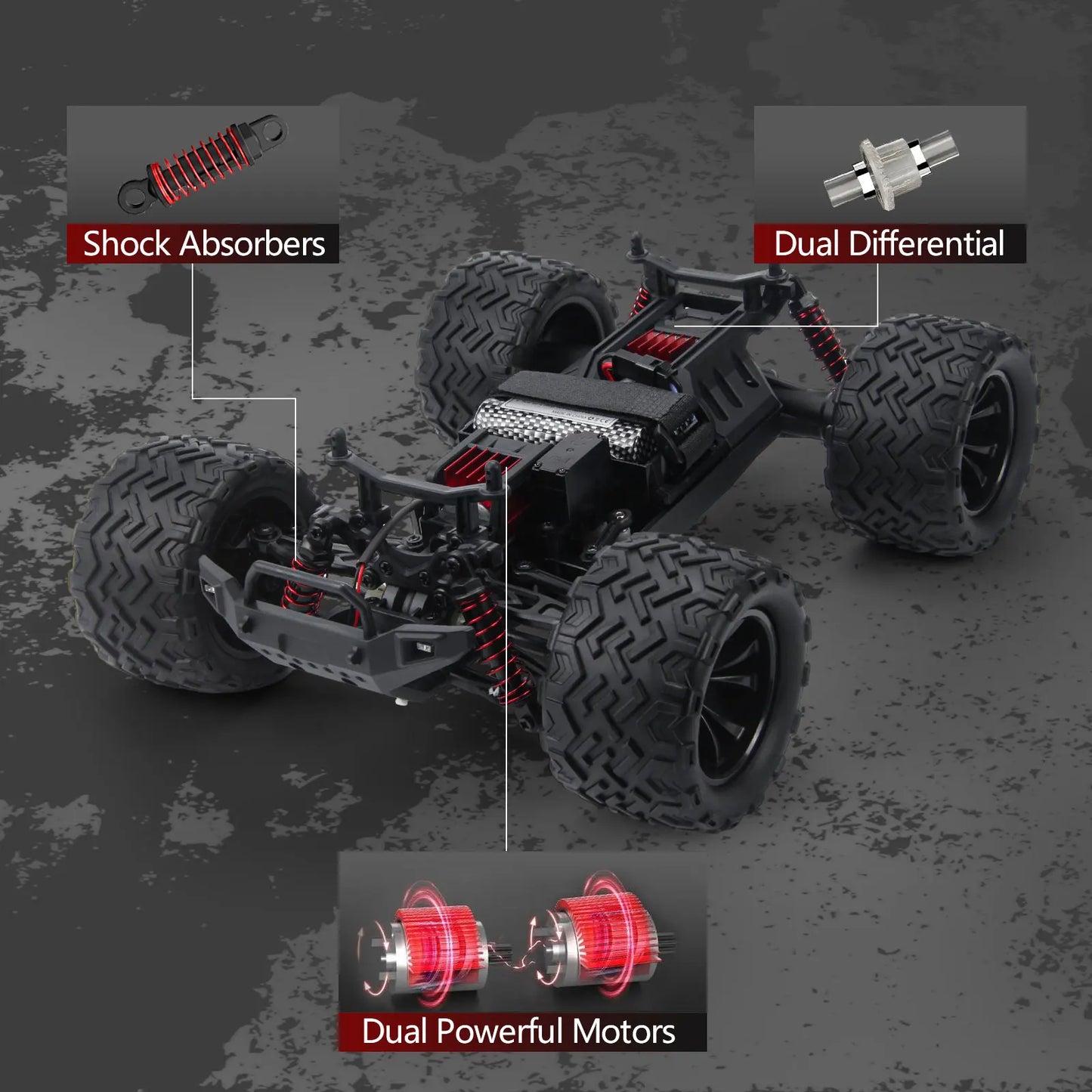 Fastest Professional Racing RC Cars 40+KM/h-Remote Control 4WD 1:16 Off-Road Vehicle With 2 Batteries