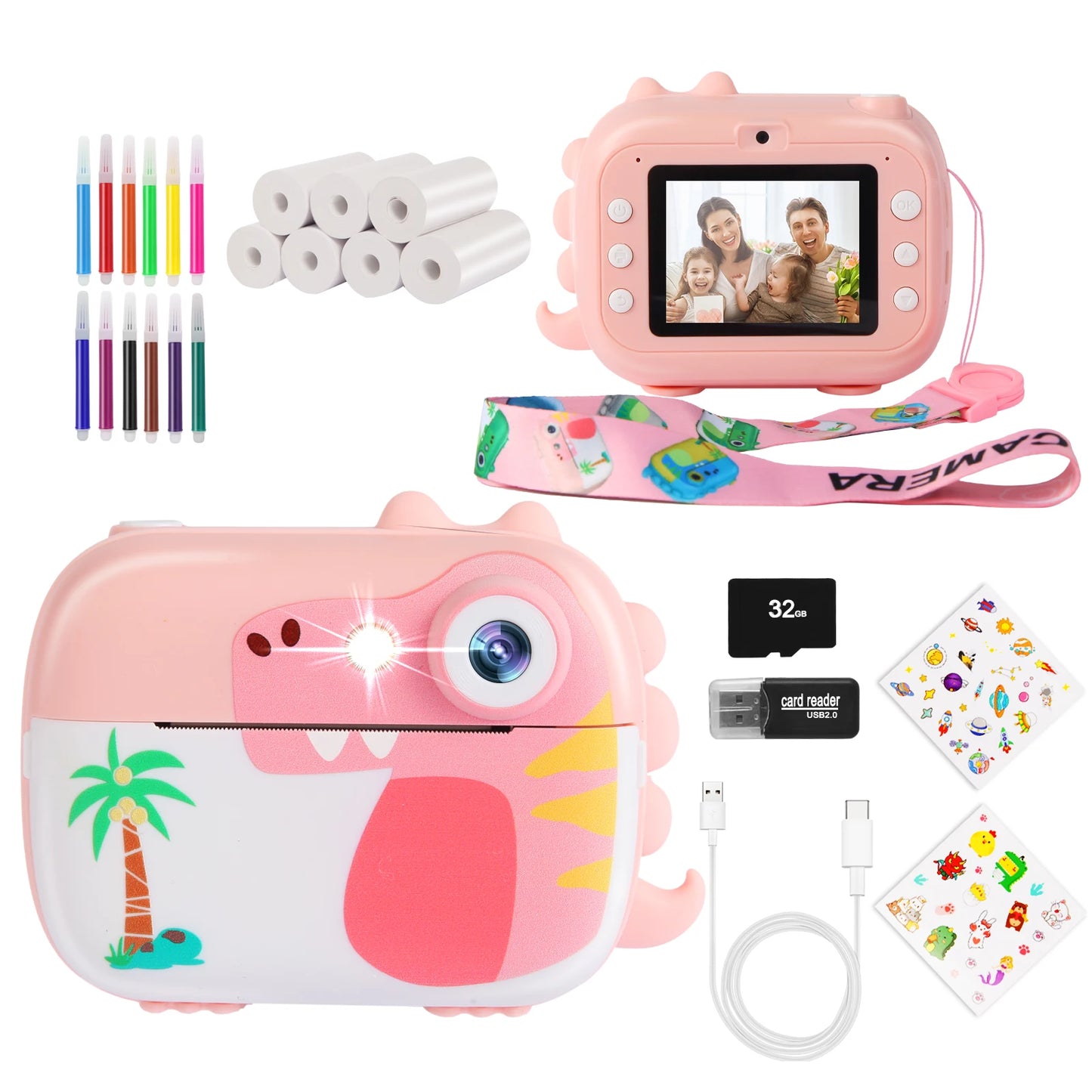 ARNSSIEN Kids Camera Instant Print, 1080P Camera for Kids with 7 Rolls Instnat Paper, Kids Toys for Ages 3-14, Christmas Birthda