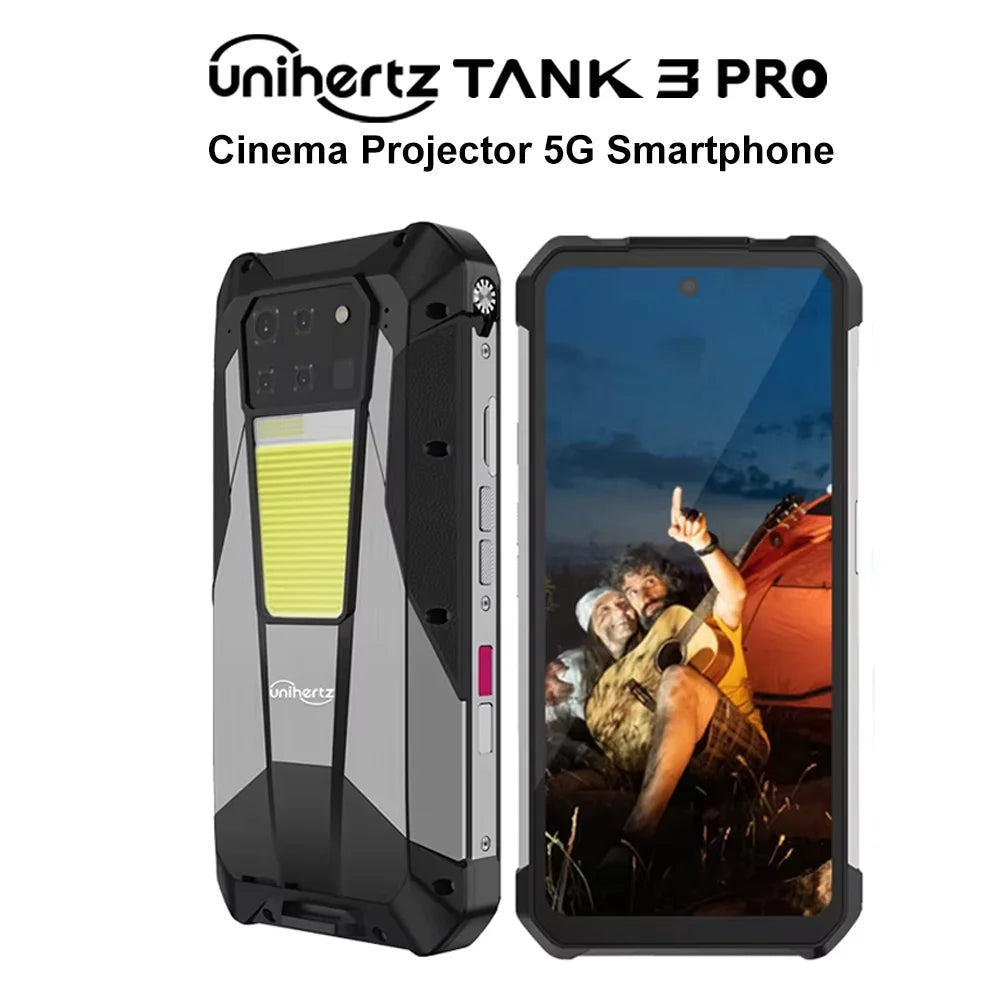 Unihertz Tank 3 Pro 8849 Rugged 5G Phone with 100 Lumens Projector Android 14 32GB 512GB 23800mAh Waterproof Phone WIFI 6 NFC