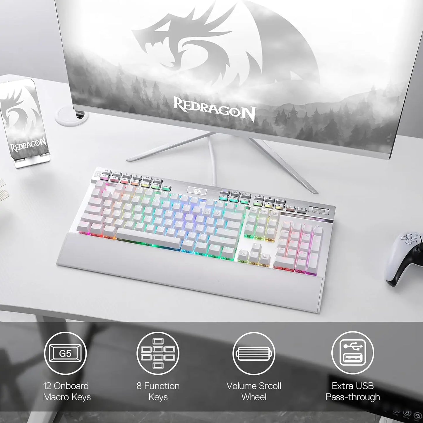 Redragon K550 RGB Mechanical Keyboard With 104 Keys Wired