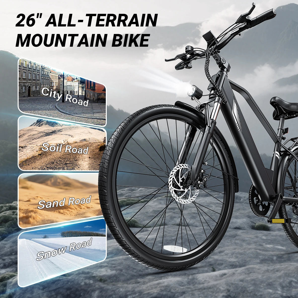 【1 Year Warranty】DYU C5 Electric Bicycle Peak 1000W Motor 480WH Lithium Battery Electric Bike 26 Inch city E bike，UL2849