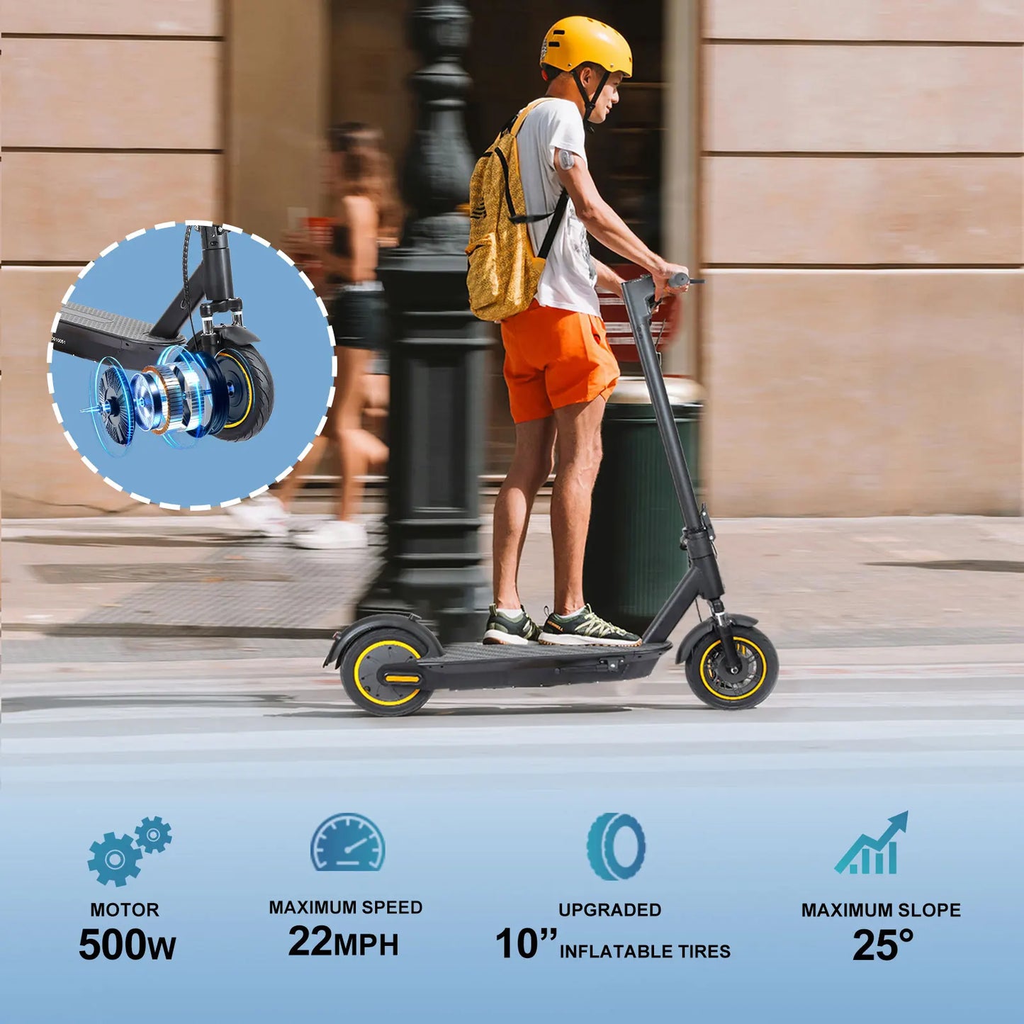 FREEBOY 500W Foldable Electric Scooter, 10'' Inflatable Tire, 36V 15Ah Battery, Range 35-40km, APP Support E-scooter