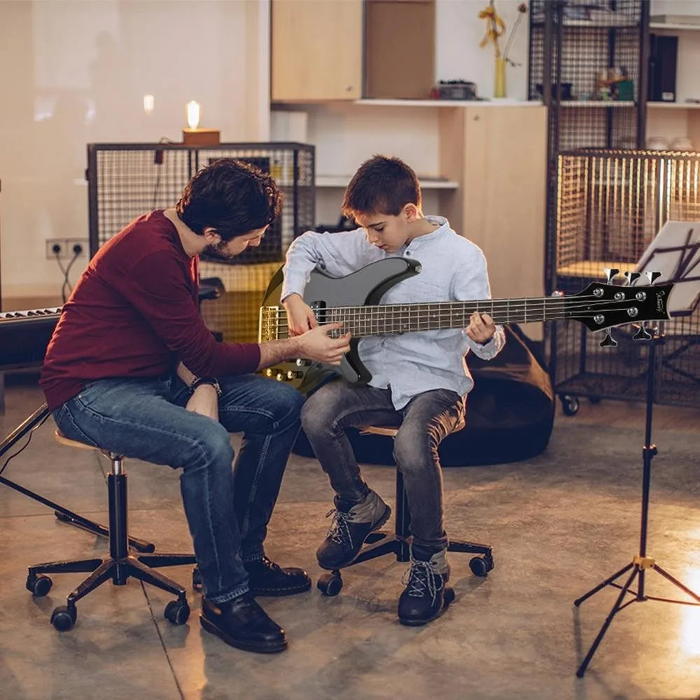 44" Electric Bass Guitar 5 Strings H-H Pickup for Student With Carry Bag