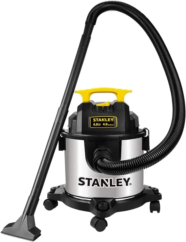 4 Gallon Wet Dry Vacuum, 4 Peak HP Stainless Steel 3-in-1 Shop Vac with Powerful Suction for Garage, Workshop, and Job Site