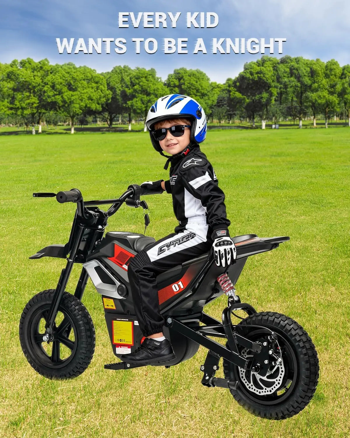 24V Electric Dirt Bike, 350W Kids Electric Motorcycle, Up to 14MPH & Max 130lb with Key Start, Throttle Grip, Manual Rear Brake