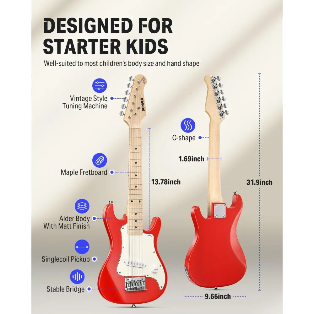 Electric Guitar Starter Kit ST Style Mini electric guitar for boys and girls with amp, 600D package, tuner, pickup, cable