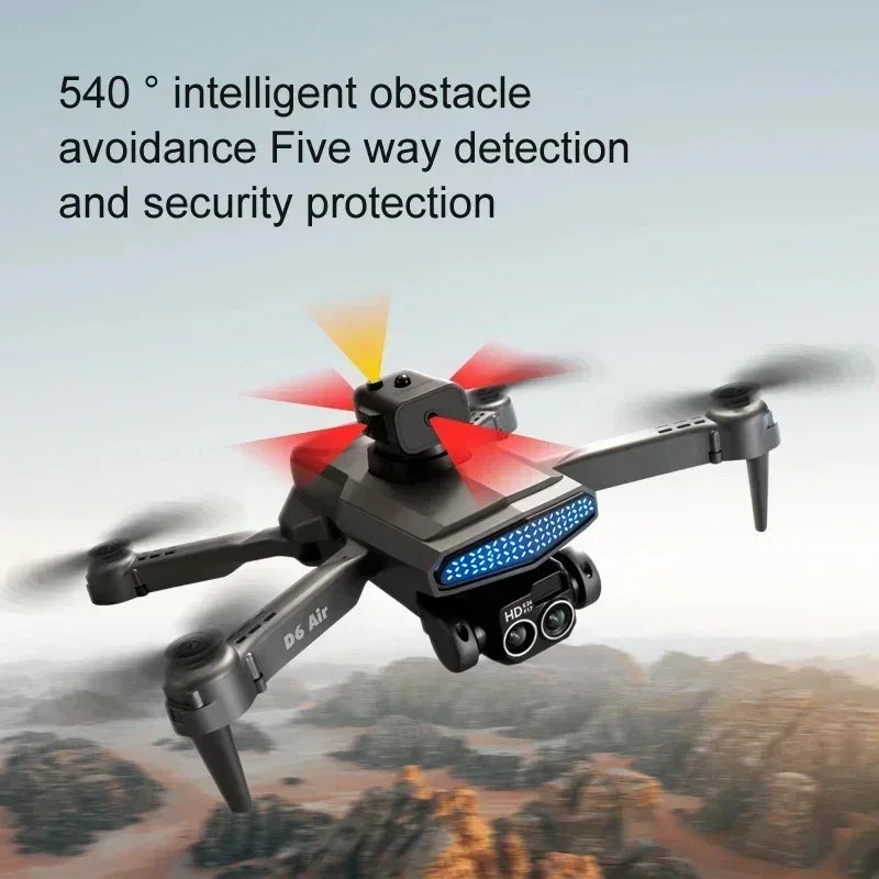 New D6 8K Drone Professional HD Dual Camera Optical Flow Localization Obstacle Avoidance WIFI FPV RC Foldable Quadcopter Toys